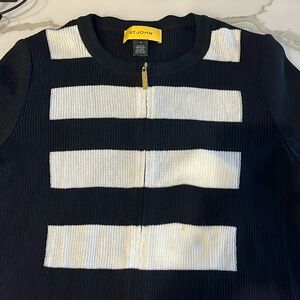 EUC St John zippered long knit sweater striped Small
